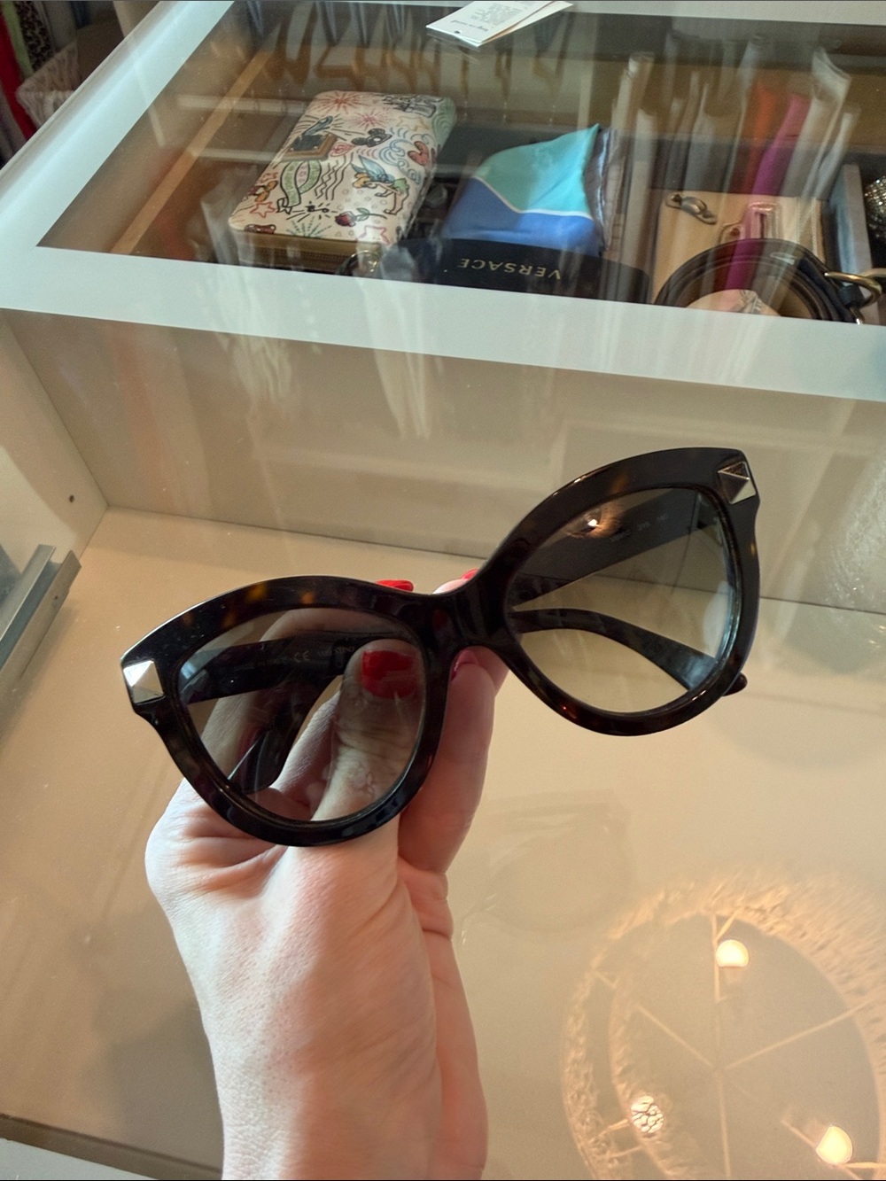 Valentino Tortoiseshell Cat-Eye Sunglasses with Black Accents